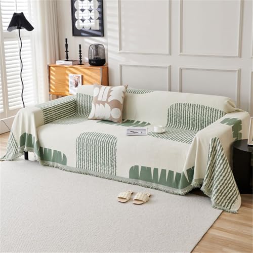 YJSZY SofaüBerzug FüR 1/2/3/4 Sitzer,L-FöRmige Ecksofas Sofa üBerzug,Chenille Sofa üBerwurfdecke,Waschbar SofaüBerwurf,GanzjäHrig Nutzbar CouchüBerzug Mit Quasten,Couchdecke Cover (Grün,180x150cm) von YJSZY