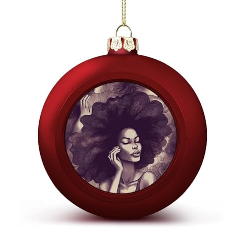Weihnachtsschmuck-Set, afrikanisches Haar, schwarz, Frauen-Druck, Mehrzweck-Ornamente, Winterdekorationsset, ideal für Weihnachtsbaum- und Urlaubsdekorationen Weihnachtsschmuck-Set, afrikanisches Haar, schwarz, Frauen-Druck, Mehrzweck-Ornamente, Winterdekorationsset, ideal für Weihnachtsbaum- und Urlaubsdekorationen von YJWANDL