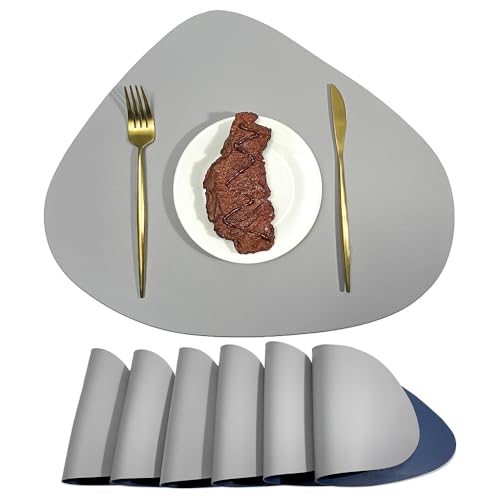 YJWZ 2er-Set rutschfeste Tischsets mit Lederoptik,Oval Tischsets Platzsets Abwaschbar, Doppelseitige Tischunterlage für Esstisch Deko, Platzdeckchen Abwischbar Lederoptik für Küche & Esszimmer von YJWZ