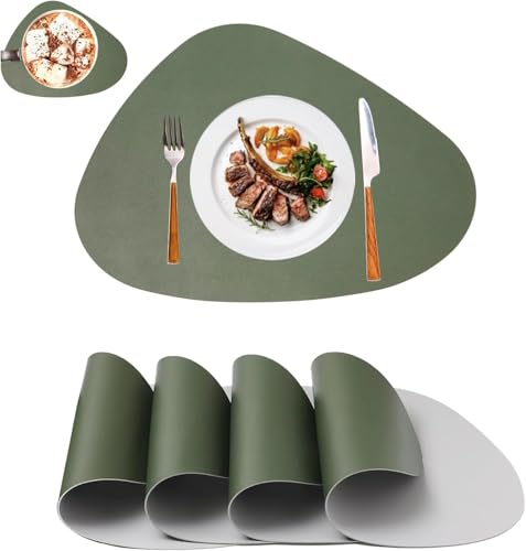 YJWZ 2er-Set rutschfeste Tischsets mit Lederoptik,Oval Tischsets Platzsets Abwaschbar, Doppelseitige Tischunterlage für Esstisch Deko, Platzdeckchen Abwischbar Lederoptik für Küche & Esszimmer YJWZ 2er-Set rutschfeste Tischsets mit Lederoptik,Oval Tischsets Platzsets Abwaschbar, Doppelseitige Tischunterlage für Esstisch Deko, Platzdeckchen Abwischbar Lederoptik für Küche & Esszimmer von YJWZ