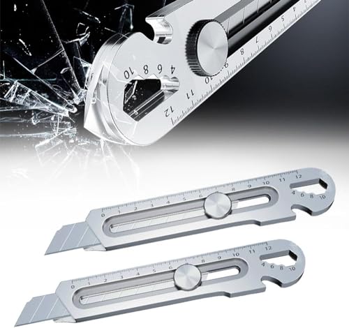 YJWZ Schweres Mehrzweck Gebrauchsmesser, 2024 Profi Cuttermesser, Edelstahl Universalmesser, Multifunktionales Mehrzweck Teppichmesser Druckguss Cutter Messer (2PC) von YJWZ