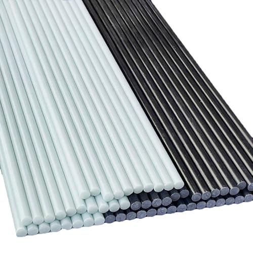 10 Stück Massive Fiberglasstangen, 0,8–13 Mm X 39,37 Zoll, Hochfeste, Leichte Stangen For Heimwerker/UAV/Drachen/Zelte/Bögen (weiß/schwarz)(Black,4.5x1000mm) von YJXYJQ