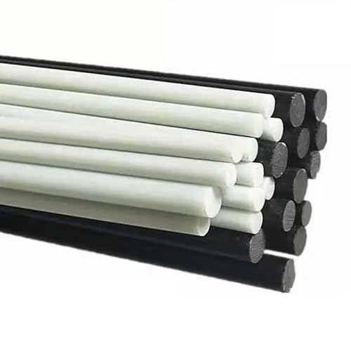 Fiberglas-Stangen-Sortiment-Set, 10-teilig, 0,8–10 Mm X 500 Mm, Massive Glasfaserstäbe, Weiß/schwarzes Isoliermaterial For Heimwerkerprojekte, Bastelarbeiten(White,5.0x500mm) von YJXYJQ