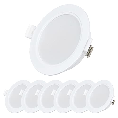 YJY LIGHT Einbaustrahler 230V Flach, Einbauspots 5W 500lm, Slim Led Deckenstrahler, 3000K Warmweiß Einbauleuchten Weiß für Wohnzimmer Badezimmer Schlafzimmer Einbautiefe 26mm (6 Stück) von YJY LIGHT