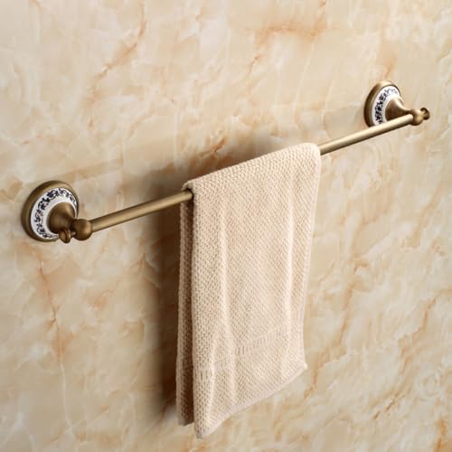 Badezimmer-Hardware-Set zur Wandmontage aus antikem Messing, Toilettenpapierhalter/Bademantelhaken/Handtuchhalter/Handtuchringe, 55 cm Handtuchhalter von YJYBHD