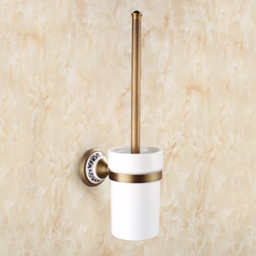 Badezimmer-Hardware-Set zur Wandmontage aus antikem Messing, Toilettenpapierhalter/Bademantelhaken/Handtuchhalter/Handtuchringe, Toilettenbürstenhalter von YJYBHD