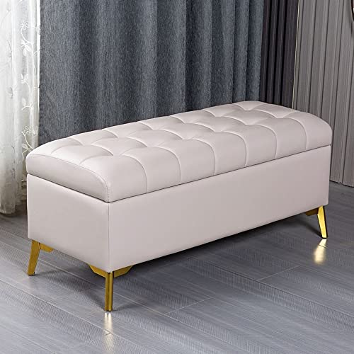 YJYJY Schuhbank mit Stauraum und großem Kissen – Fußhocker, Sofabank, Kunstleder von YJYJY