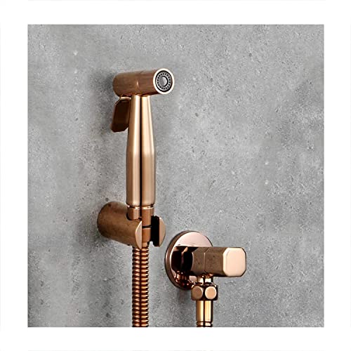 YJYKXP Bidet-Wasserhahn, einzelne Kalt-Toiletten-Bidet-Sprayer Douche-Kit, Rosengold-Hand-Duschhahn Edelstahl Shattaf Kupfer Ventil Jet Set,A Set von YJYKXP
