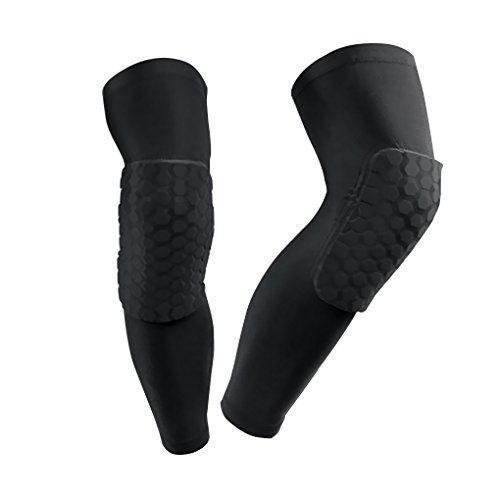 YJZQ 1 Paar Kompression Knie Leg Sleeve Sport Kniebandage Lange Knieschoner Atmungsaktiv Kniepolster Kompressionsstrümpfe ohne Fuß Beinschutz Strumpfhosen für Radsport Basketball Joggen Radfahren von YJZQ