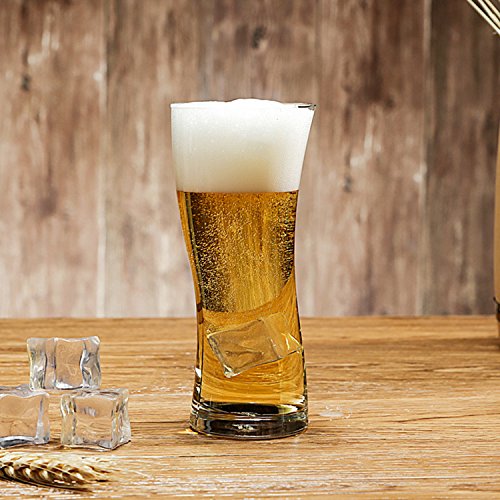YJZQ Glas Bierkrug Original Bierseidel Getränke Trinkbecher 0,4 Liter Bierglas Transparent Bierhumpen für Party Bar KTV spülmaschinenfest von YJZQ