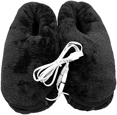 YJZQ USB-Schuhe, Fußwärmer, Fußwärmer, Hausschuhe, Plüschstiefel, Schutz für Füße, Komfort, für Winter, Büro, Raummassage, M, Schwarz von YJZQ