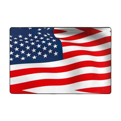 YJxoZH Amerikanische Flagge, patriotischer Druck, Heimdekoration, Teppich, für Wohnzimmer, Küche, rutschfester Bodenteppich, ultraweich von YJxoZH
