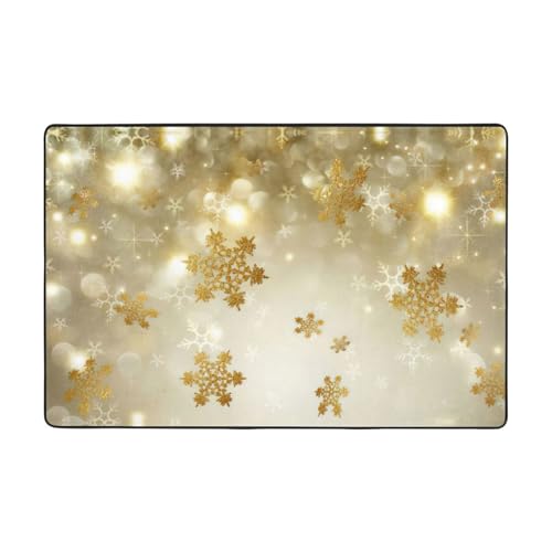 YJxoZH Goldfarbene Seide, Weihnachtsdruck, Heimdekor-Teppich, für Wohnzimmer, Küche, rutschfester Bodenteppich, ultraweich von YJxoZH