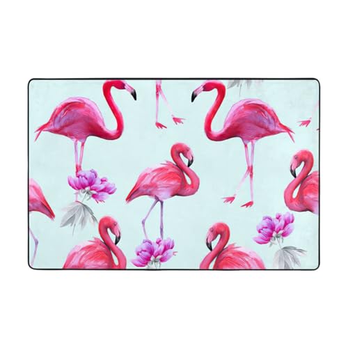 YJxoZH Rosafarbener Flamingo-Druck, Heimdekoration, Teppich, für Wohnzimmer, Küche, rutschfester Bodenteppich, ultraweich von YJxoZH