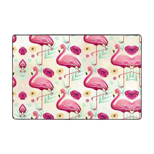 YJxoZH Teppiche mit Flamingo-Druck, Heimdekoration, für Wohnzimmer, Küche, rutschfester Bodenteppich, ultraweich von YJxoZH