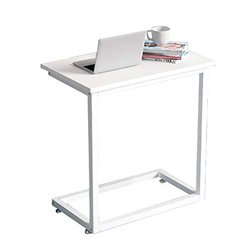 Beistelltisch,schmaler Beistelltisch, Iron Sofa Side Table, 33cm Wide Slotted Table/C-Shaped Solid Wood Side Computer Table, Multifunctional White Table Top Bed Corner Table (Color : B, Size : 50X33X6 von YJzhAHanG