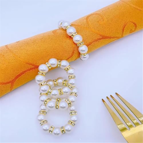 12 Stück Perle Serviettenringe Serviettenschnallen Tischdeko Perlen-Serviettenring Serviettenhalter für Hochzeit Party Bankett Abendessen Jubiläum Tischdekoration Familienessen Restaurants -Gold von YKAFADE