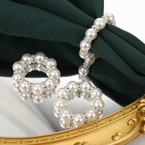 12 Stück Perle Serviettenringe Serviettenschnallen Tischdeko Perlen-Serviettenring Serviettenhalter für Hochzeit Party Bankett Abendessen Jubiläum Tischdekoration Familienessen Restaurants -Weiß von YKAFADE