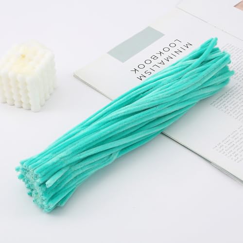 YKAFADE 100 Stück Pfeifenreiniger Chenilledraht, 30CM Pfeifenputzerdraht für Handwerk Dekorationen Pfeifenputzer zum Basteln Biegeplüsch Basteldraht für Kreative DIY-Projekte Basteldeko -Blau Grün von YKAFADE