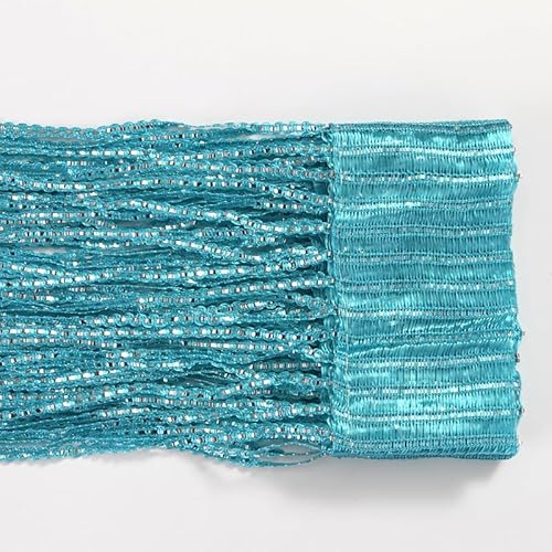 YKAFADE 2 Stück Fadenvorhang 100x200cm Fadengardine Fliegenvorhang Glitzer Türvorhang Fenstervorhänge Raumteiler Quaste Vorhänge für Zuhause Terrasse Schlafzimmer,Hochzeit,Restaurant -Blau von YKAFADE