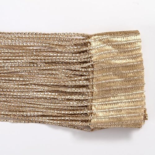 YKAFADE 2 Stück Fadenvorhang 100x200cm Fadengardine Fliegenvorhang Glitzer Türvorhang Fenstervorhänge Raumteiler Quaste Vorhänge für Zuhause Terrasse Schlafzimmer,Hochzeit,Restaurant -Champagner von YKAFADE