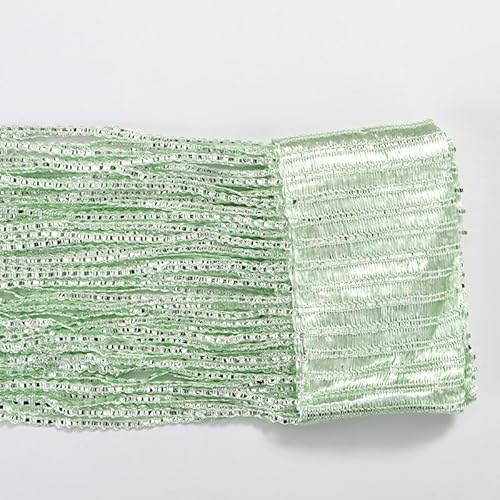 YKAFADE 2 Stück Fadenvorhang 100x200cm Fadengardine Fliegenvorhang Glitzer Türvorhang Fenstervorhänge Raumteiler Quaste Vorhänge für Zuhause Terrasse Schlafzimmer,Hochzeit,Restaurant -Hellgrün von YKAFADE