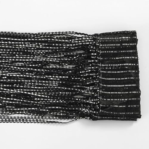 YKAFADE 2 Stück Fadenvorhang 100x200cm Fadengardine Fliegenvorhang Glitzer Türvorhang Fenstervorhänge Raumteiler Quaste Vorhänge für Zuhause Terrasse Schlafzimmer,Hochzeit,Restaurant -Schwarz von YKAFADE