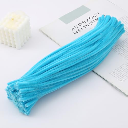 YKAFADE 200 Stück Pfeifenreiniger Chenilledraht, 30CM Pfeifenputzerdraht für Handwerk Dekorationen Pfeifenputzer zum Basteln Biegeplüsch Basteldraht für Kreative DIY-Projekte Basteldeko -Blau #3 von YKAFADE
