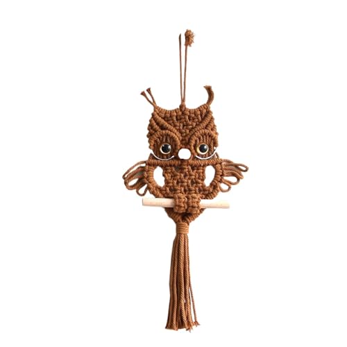 YKAFADE Makramee Eule Wandbehang,Handgewebter Eulenkunst Wanddekoration Wandbehang Dekor gewebt Wandteppich Böhmische Tapisserie Boho Deko Ornamente für Zuhause Schlafzimmer Wohnzimmer,Braun von YKAFADE