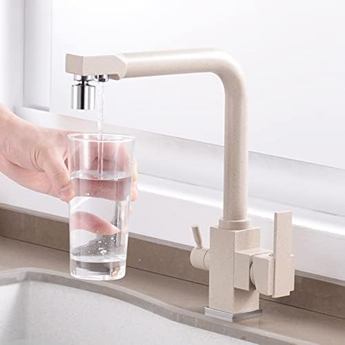 3 -Wege -Küchenhahn mit Wasserfilter - 3 in 1 Trinkwassermischer Wasserhahn, Dual -Hebel -Design, Haferflocken -Finish, ideal für das Heimküchenspülen, 2 Modi zum einfachen Gebrauch 3 -Wege -Küchenhahn mit Wasserfilter - 3 in 1 Trinkwassermischer Wasserhahn, Dual -Hebel -Design, Haferflocken -Finish, ideal für das Heimküchenspülen, 2 Modi zum einfachen Gebrauch von YKCITSQTR