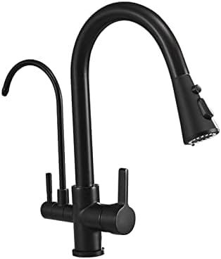 3 -Wege -Küchenmischer -Hahn mit Pull Out Spray - Messing 360 ° Drehausstrich, Schwarz - Trinkwasserreiniger Waschbecken Wasserhahn für den einfachen Gebrauch und den modernen Stil von YKCITSQTR