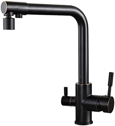 3 -Wege -Retro Black Kitchen Tap - 3 in 1 Mixer mit gefiltertem Trinkwasserauslass - stilvoller Waschbecken Wasserhahn für Zuhause - Haltbarer Küchenmixer -Hahn mit Einzelmodus von YKCITSQTR