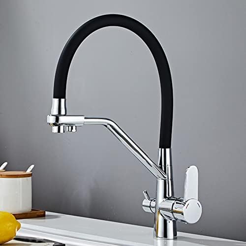 3 -in -1 -Ausziehen Küchenmischer -Hahn - Flexibler Wasserhahn mit Sprüh- und Wasserreiniger - Trinkwasserfilterhahn mit hohem Lichtbogen in Weiß- und Chrom -Finish von YKCITSQTR