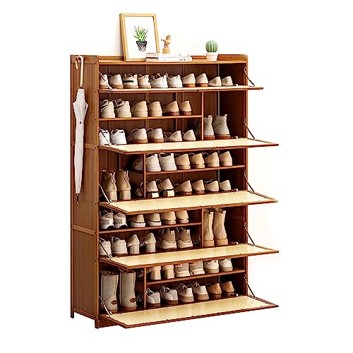 Bambusschuh -Rack -Organizer - Freistehender Holzschrank für Eingangseingang, High Heel -Fächer, Türen ausklappen, Halten Sie Turnschuhe, Lederschuhe, Hausschuhe - Rattan -Schuhspeicherlösung Bambusschuh -Rack -Organizer - Freistehender Holzschrank für Eingangseingang, High Heel -Fächer, Türen ausklappen, Halten Sie Turnschuhe, Lederschuhe, Hausschuhe - Rattan -Schuhspeicherlösung von YKCITSQTR
