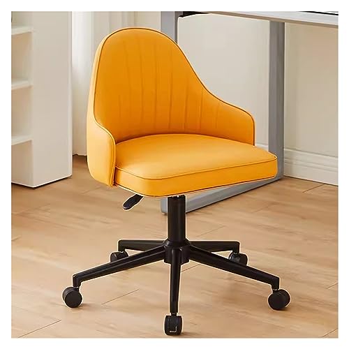 Faux Leder -Schreibtischstuhl Schwenk -Sessel Office Stuhl mit schwarzem Rahmen, Höhe verstellbarer Computer Task Stuhl Moderner rollender ergonomischer Spielstuhl mit Rädern (Farbe: Orange) von YKCITSQTR