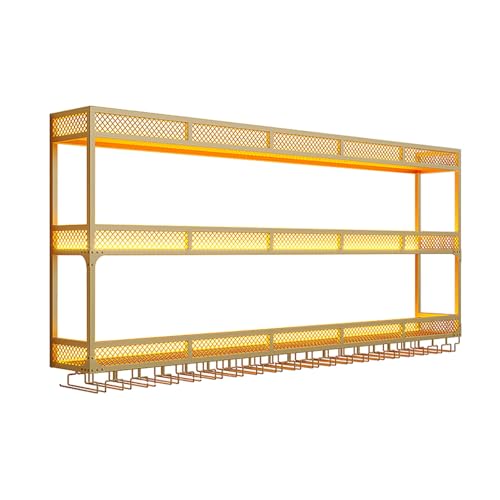 Hängsweinregal, Wandweinständer, wandmontierter Weinregal, Multi funktionaler 3 -Tier -Weinregal mit LED -Licht, Bareinheit Schwimmvorrichtungsregal Weinlager -Display -Rack mit umgekehrter Weingla von YKCITSQTR