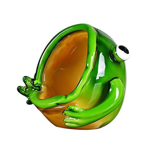 Handgefertigter farbiger Glasur Aschenbecher Frosch -Asche -Tablett Windproof Aschenbecher Speicheraschehalter für Raucher Desktop -Ascheschale für Büro, Aschenbecher von YKCITSQTR