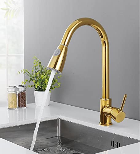 Küchenspüle Wasserhahn für Bar Bauernhaus Werbung, Nickel gebürstete Chromspüle Mixer, eingriff küche 360 ​​Grad Rotation Küchenmischer Haken, Pulldown Frühlingsküchenhahn von YKCITSQTR