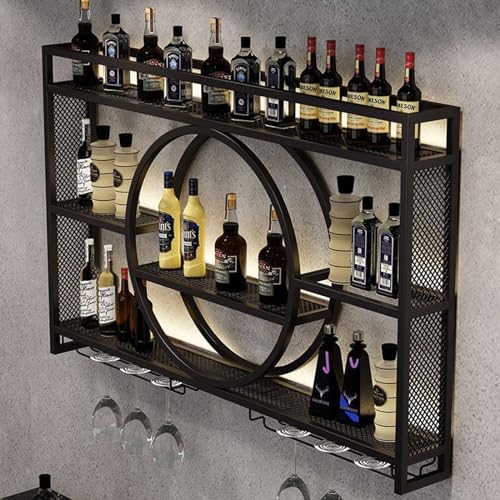 Verstellbares Hangbalken Weinglas Rack Rustikaler Deckenglaslagerregal für verschiedene Arten von Goblets, wandmontierte Weinregal, hängende industrielle runde Weinregal, 3 -Tier -Weinregal mit Win Verstellbares Hangbalken Weinglas Rack Rustikaler Deckenglaslagerregal für verschiedene Arten von Goblets, wandmontierte Weinregal, hängende industrielle runde Weinregal, 3 -Tier -Weinregal mit Win von YKCITSQTR