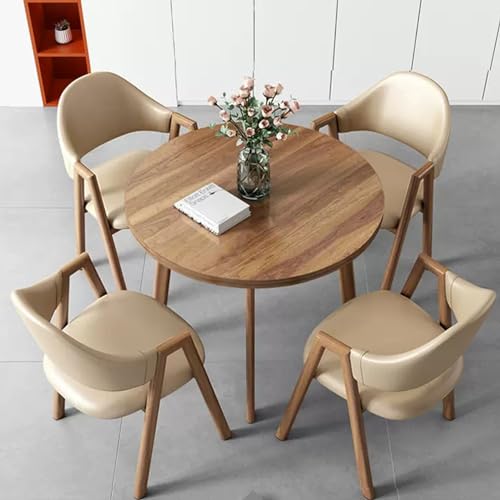 YKCITSQTR Büroempfangsraum Clubtisch, runder Esstisch und Stühle für 4, Konferenzraumtisch und Stühle, Verhandlungstisch und Stuhl Set für Büro -Esszimmer Wohnzimmer (Farbe: Dunkelblau B von YKCITSQTR