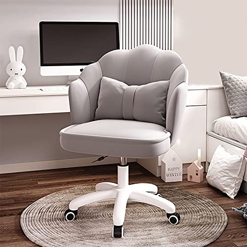 YKCITSQTR Büroraum Girls Home Office Stuhl, Velvet Blütenstärkestuhl 360 ° Schwenkstuhl Moderner Waschtisch mit Kissen (Grau A 60x63x71) von YKCITSQTR