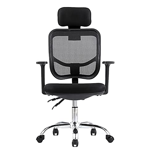 YKCITSQTR Drehschreiber Stuhl Mesh Dreh Task Stuhl für Home Office Lunch Pause Lieder, Computerspielstuhl hohe Rückenhöhe mit Rädern, Kopfstütze (Grau/Schwarz) für Home Office Cha von YKCITSQTR