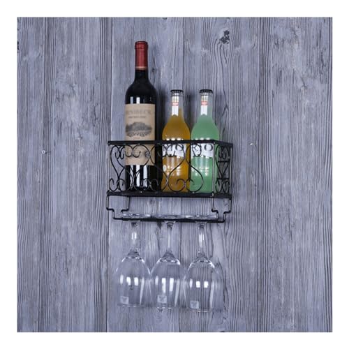YKCITSQTR Hängende Weinregal, Wandweinständer, Moderne Weinregalwand mit Glashalter und Regal, Metallflaschenhalterweinlagerung, Mini Bar Spirituosenregale für Home Bar Speisezimmer von YKCITSQTR