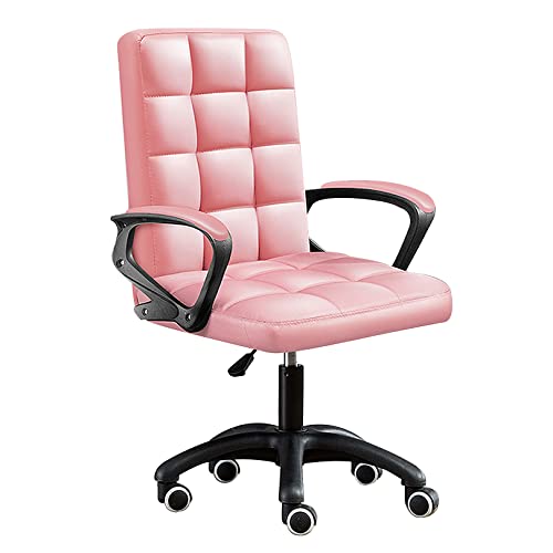 YKCITSQTR Home Office -Stühle, Mid Back PU Leder -Schreibtischstuhl mit Armlehnen, süßer Schwenkanpassungsstuhl für Wohnzimmer, Schlafzimmer, Arbeitszimmer, Büro, Weiß von YKCITSQTR