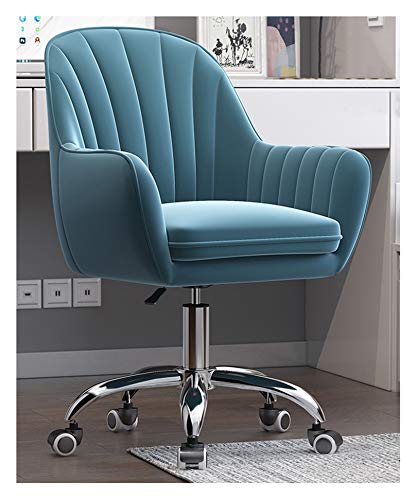 YKCITSQTR Home Office Stuhl Schwenk Velvet Schreibtischstuhl, ergonomische Studiensitz Sitz -Computer -Aufgabe Hocker Rolling Mid Back Task Stuhl für Wohnzimmer, emailliertes Weiß, Grün von YKCITSQTR