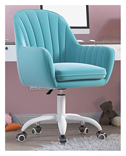 YKCITSQTR Home Office Stuhl Schwenk Velvet Schreibtischstuhl, ergonomische Studiensitz Sitz -Computer -Aufgabe Hocker Rolling Mid Back Task Stuhl für Wohnzimmer, emailliertes Weiß, Grün von YKCITSQTR
