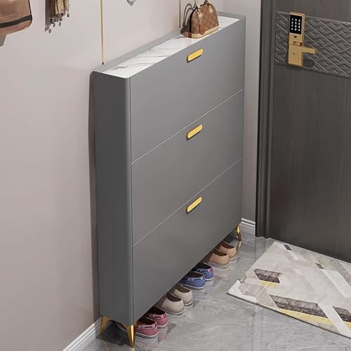 YKCITSQTR Kompakter Schuhregal für kleine Apartments schmale unabhängiger Schuhschrank mit weißen Türen (17 x 60 x 120 cm) - Raumsparende Aufbewahrungslösung von YKCITSQTR