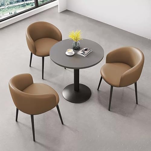 YKCITSQTR Konferenzraumtisch und Stühle, Büroempfangsraum Club-Tisch, Couchtisch und Stuhl Set, Runde Konferenztisch für 3, Verhandlungstisch und Stuhlkombination (Farbe: Cotton-1) von YKCITSQTR