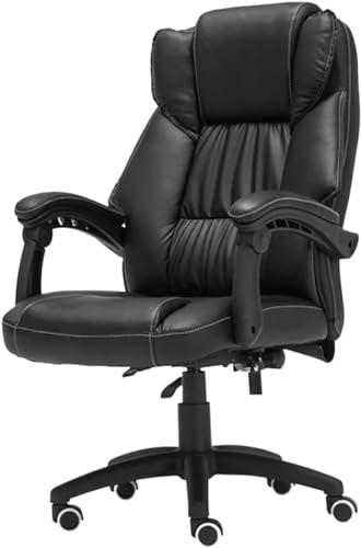 YKCITSQTR Office Chair 360 ° Drehbüro Schreibtisch Stuhl mit Armen und stillen Rädern Stuhl Lederstuhl Leichte Schreibtischstühle (Farbe: Leder) von YKCITSQTR
