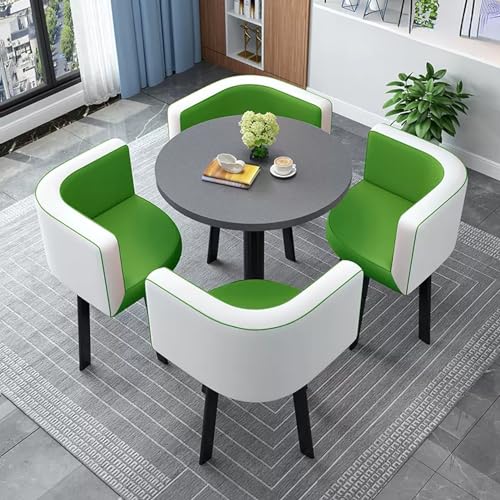 YKCITSQTR Office Reception Room Club Tisch und Stuhl Set, Speisestisch und Stuhlset, kleine Konferenzraumtische, platzsparende Möbel, für Lounge, Wohnzimmer (Farbe: Weiß+Blau a) von YKCITSQTR